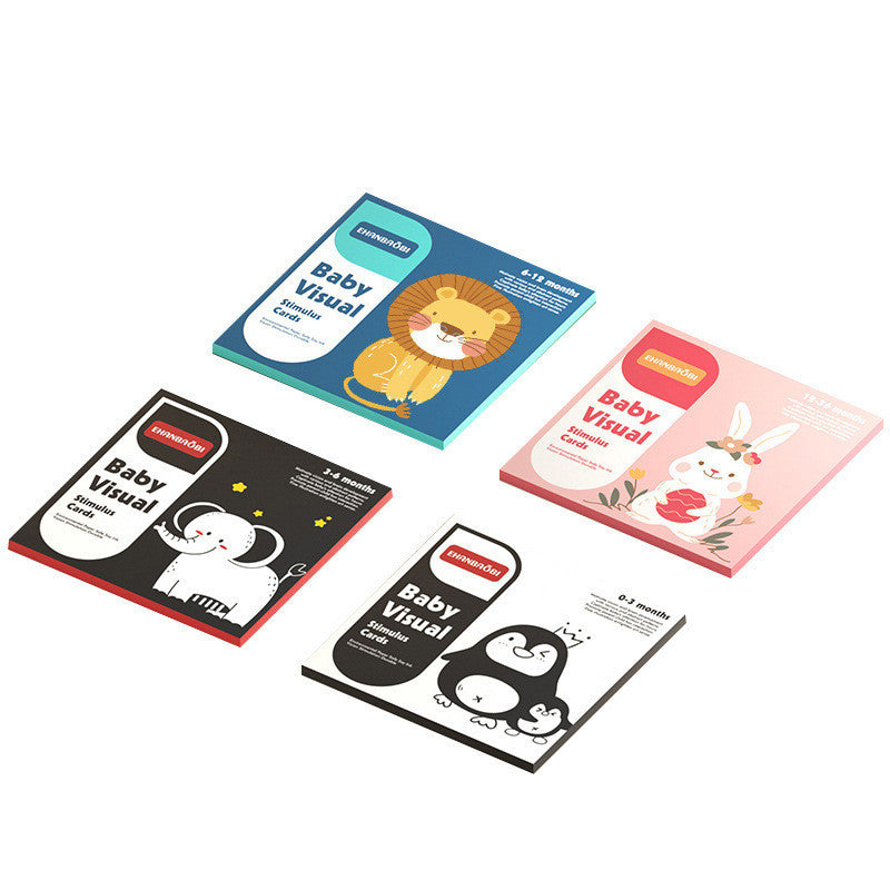 4 x Baby Visual Cards 0-36 Months Baby Black and White Flash Cards