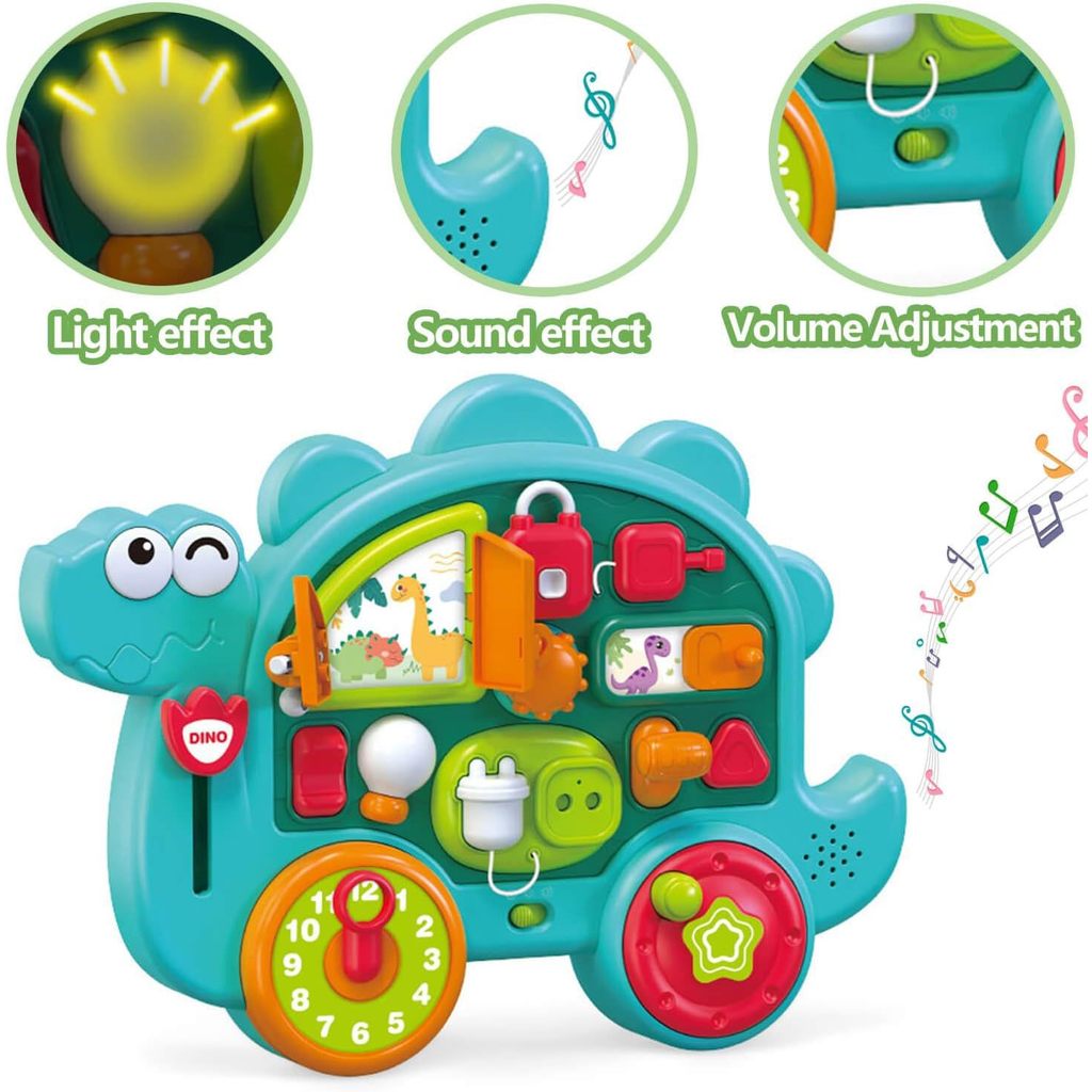 Busy Board Car Toy for Toddlers | Interactive Dinosaur Activity Board Sensory Learning Toy for 18M+