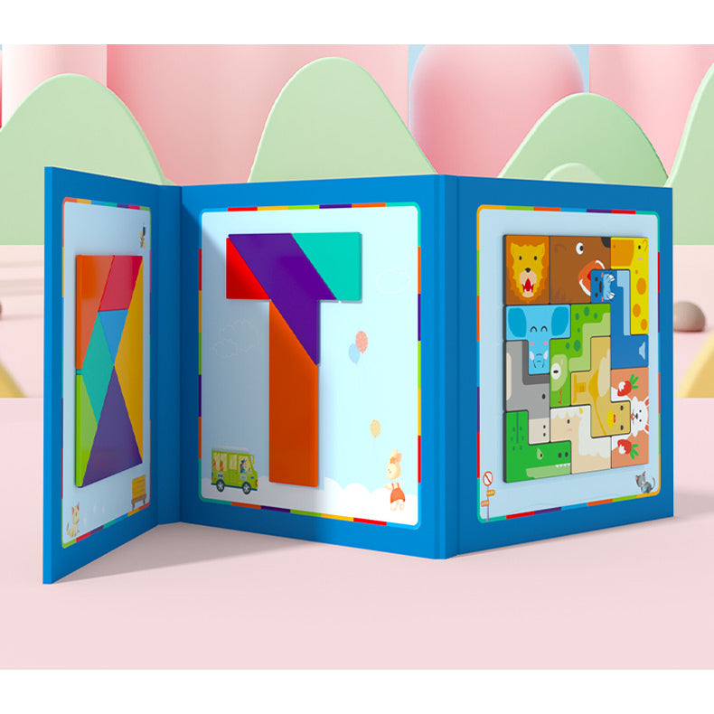 Magnetic 3 IN 1 Puzzles Book - Tangram, T-Shape and Tetris