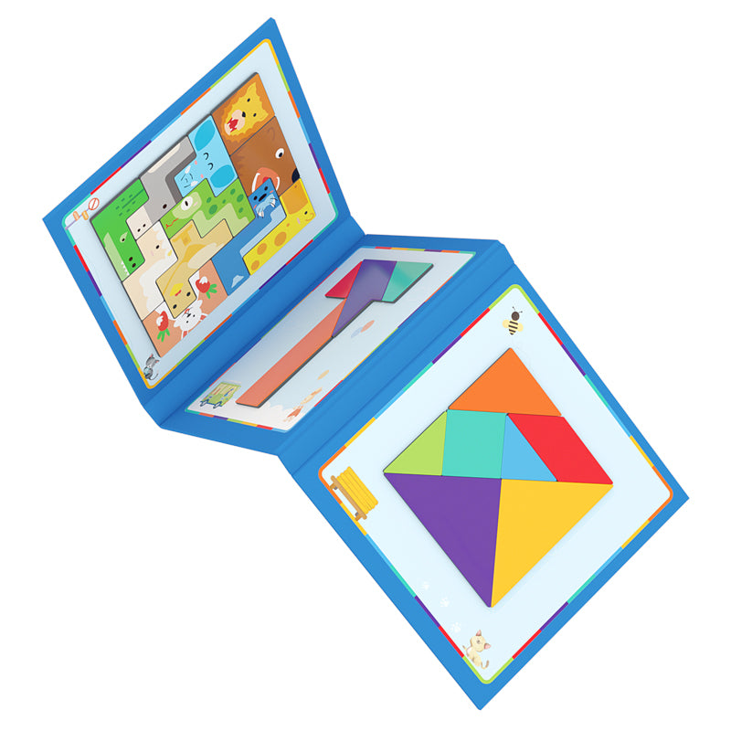 Magnetic 3 IN 1 Puzzles Book - Tangram, T-Shape and Tetris