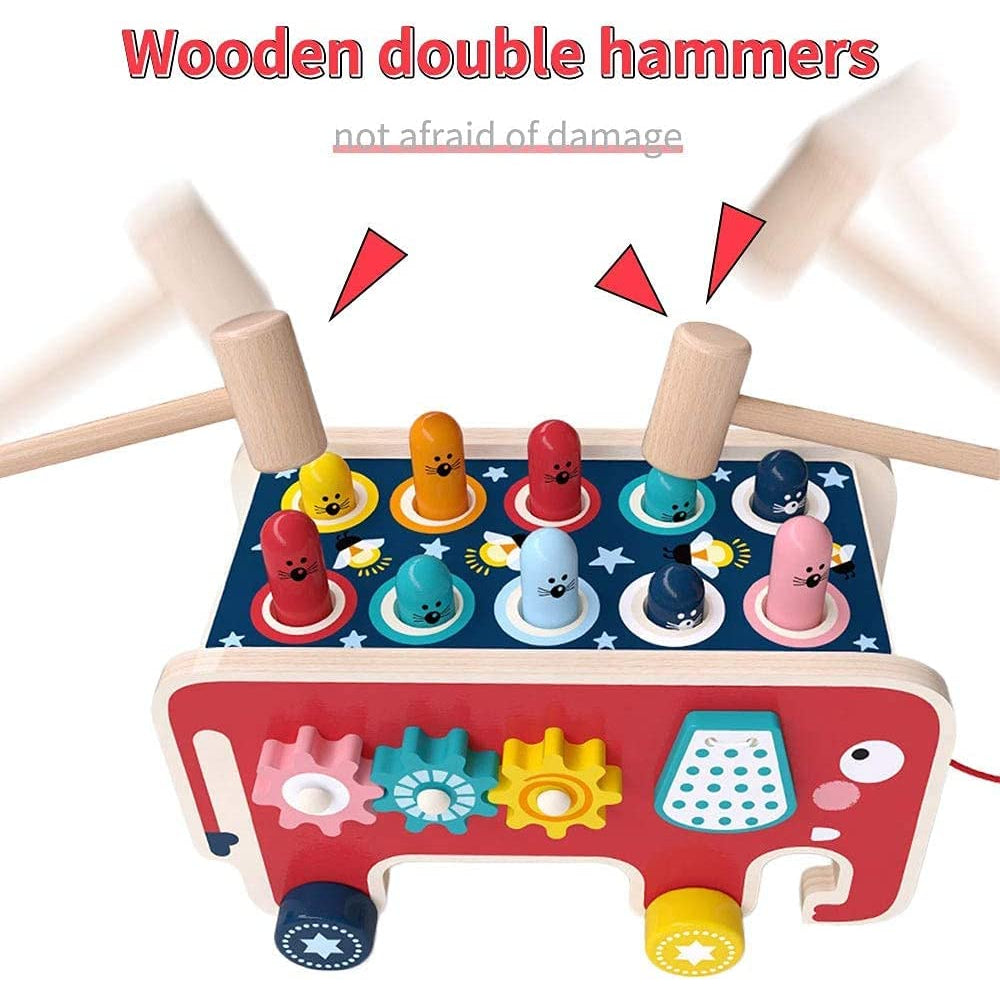 Wooden Whack A Mole Toy with 2 Hammers